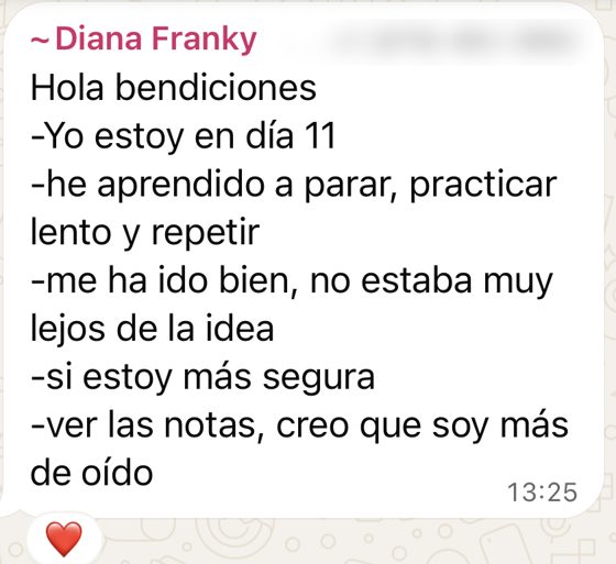 Mensaje de WhatsApp de Diana