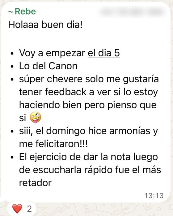 Mensaje de WhatsApp de Rebe